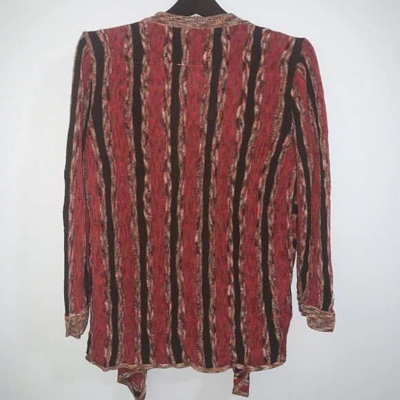 Kate Hill Cardigan Sweater XL Graphic Red Black Womens Open Front Knit NWOT - Picture 7 of 7